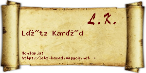 Létz Karád névjegykártya